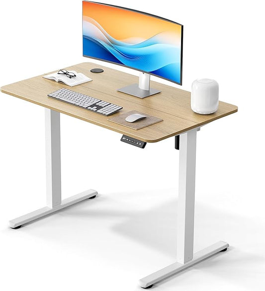 Electric Standing Desk 40 x 24 Inches, Height Adjustable Sit Stand Home Office Computer Desk with Memory Presets,Wood Color