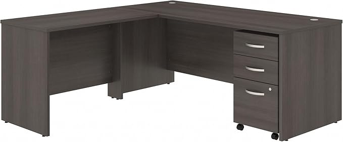 Bush Business Furniture Studio C 72W x 30D L Shaped Desk with Mobile File Cabinet and 42W Return in Storm Gray