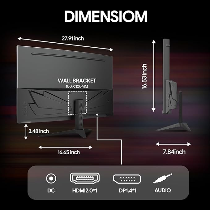 CRUA 32" Curved Gaming Monitor, 240Hz Full HD 1920×1080P VA Panel, 1800R Ultra-Wide Screen, 120% sRGB Color, AMD FreeSync, Low Blue Light, HDMI 2.0 & DP 1.4 Ports, Wall Mountable Installs-Black