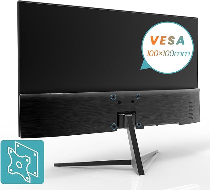 24 inch Gaming Monitor 100Hz Computer Monitor Built-in Speakers Full HD 1920 x 1080P with HDMI DP Interface Eye Care Frameless with 3-Side Virtually Borderless Design VESA（100 x 100mm）