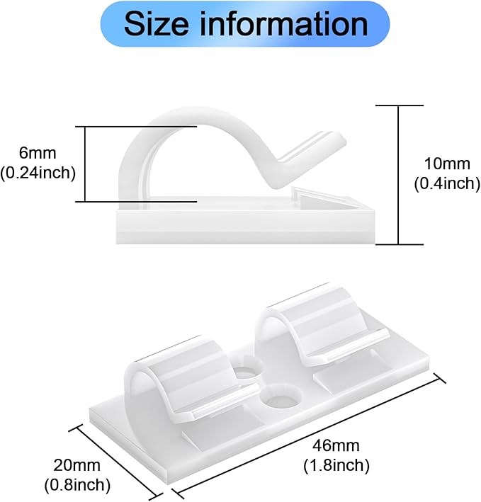 XHF 30PCS White Hooks for Outdoor String Lights Clips, Heavy Duty Adhesive wih Holes and Screws, for Hanging Christmas Lighting