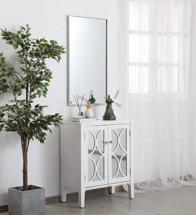 Elegant Decor Eternity 36" x 20" Contemporary Metal Frame Mirror in Black