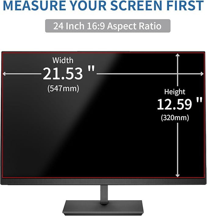 DEJIMAX 24 Inch Computer Privacy Screen for 16:9 Monitor, Anti-Blue Light Monitor Privacy Screen Filter, Anti-UV Computer Hanging Shield, Universal 23.6'', 23.8'', 24''