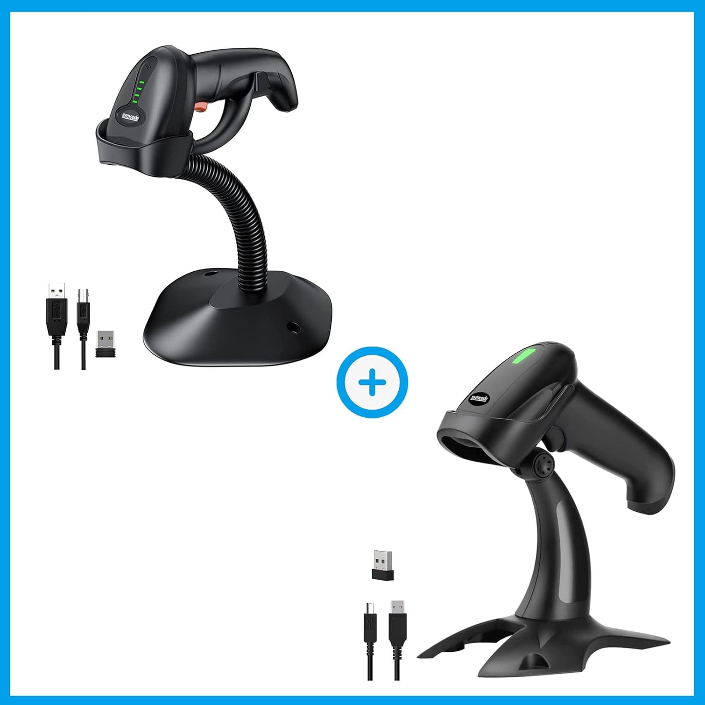 Skiennix USB Wireless Barcode Scanner - Ergonomic Design with Stand for Easy Scanning