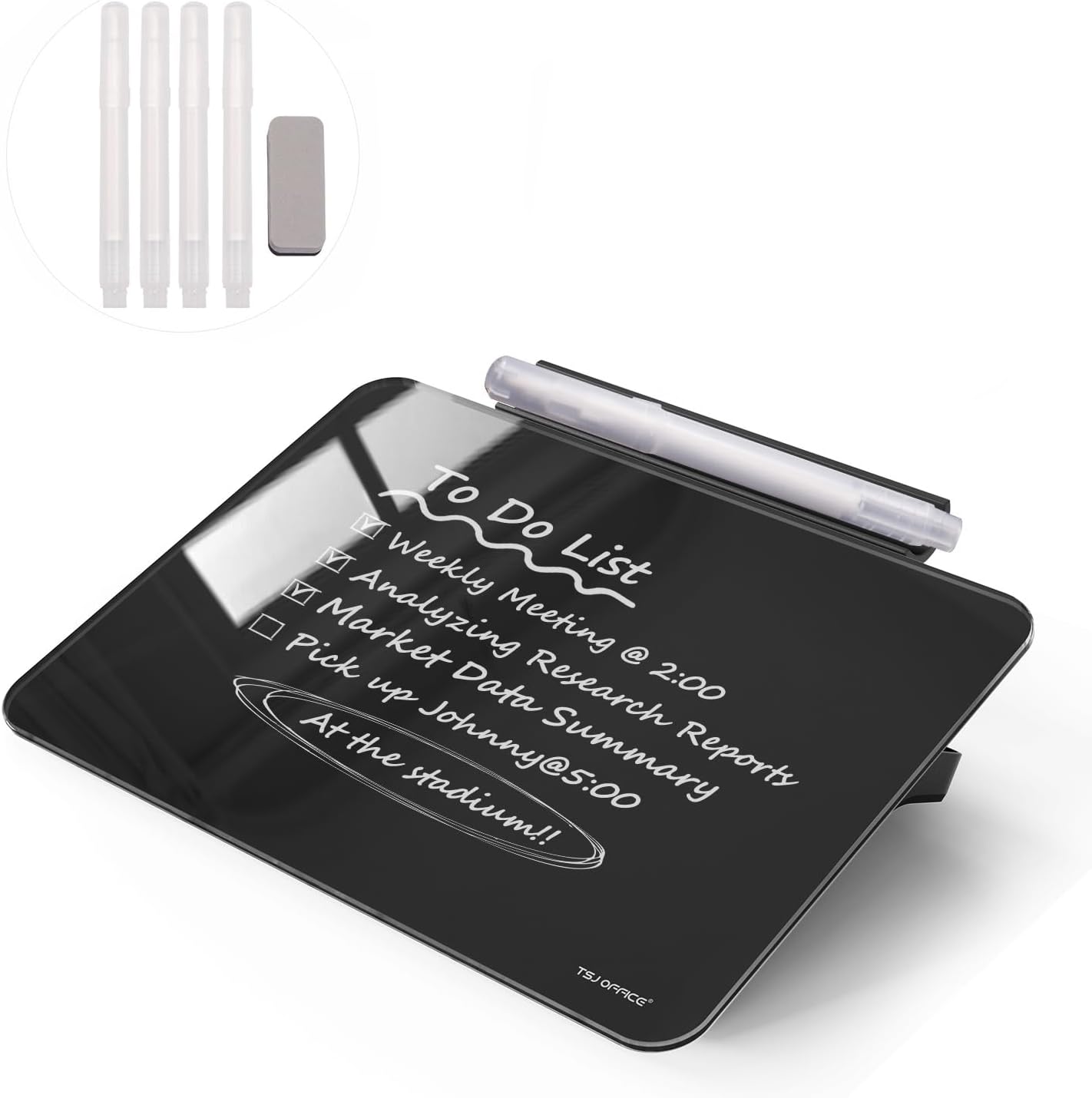 Skiennix Small Desktop Glass Dry-Erase Whiteboard - 8 X 6 Inches Tabletop Easel for Artists & Teachers