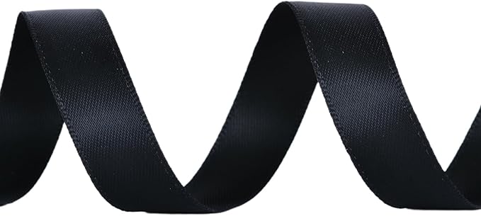 YAMA Black Double Faced Satin Ribbon 1/2 Inch 25 Yards Thin Black Fabric Ribbons for Gift Wrapping Crafts Hair Bows Bouquet Wedding Christmas Party Decoration Floral Arrangement