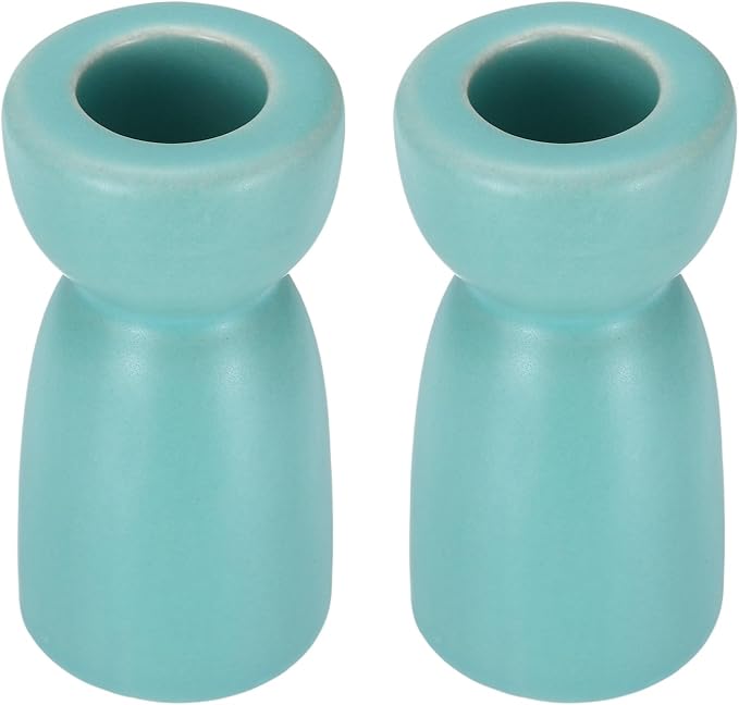 uxcell 2 Pack Candlestick Holder Light Blue Ceramic Taper Candle Holder Candle Stand Holders Modern Style Decoration for Centerpiece Tabletops Anniversary