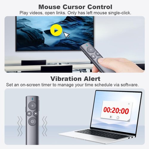 Norwii Presentation Clicker - Wireless Remote with Digital Pointer & Highlight Features | N95s Pro 32G (Red Light)
