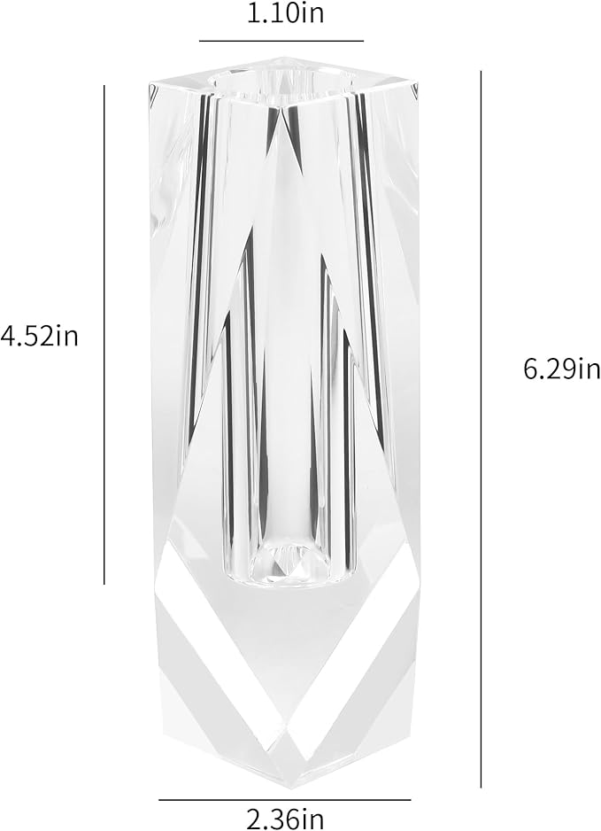 Kitcom Flower/Bud Crystal Vase Decorative Vases for Home, Wedding, Christmas, Outline Dimensions W2.4''xH6.3'', Clear with Gift Box