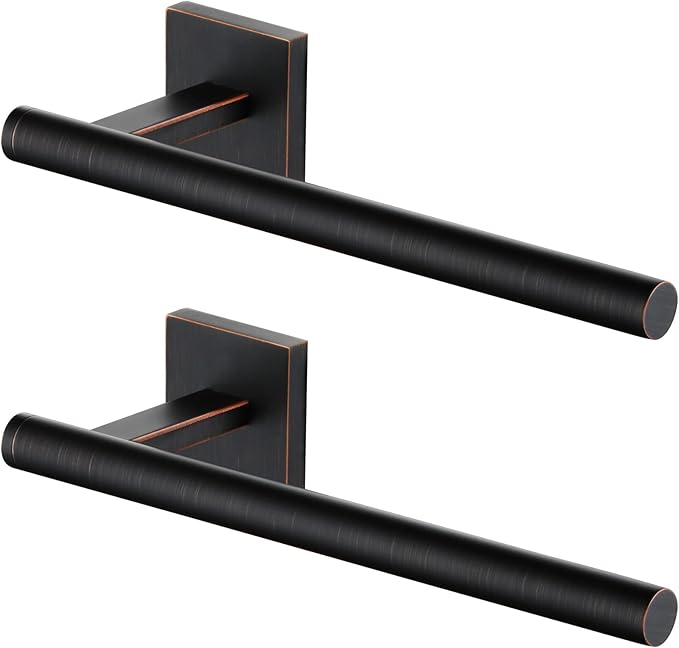 KOKOSIRI Bathroom Towel Bar Hand Towel Holders Wall Mount Toilet Kitchen Cabinet Paper Holder Stainless Steel Bath Accessories Oil Rubbed Bronze 2 Pack, B3008ORB-P2