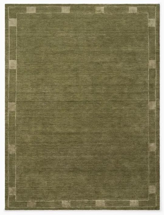 Hand Tufted Wool Area Rug, Warm Mustard Gold Solid Center with Minimal Border Design, Rectangular Modern Contemporary Carpet for Living Room, Bedroom, Dining Room