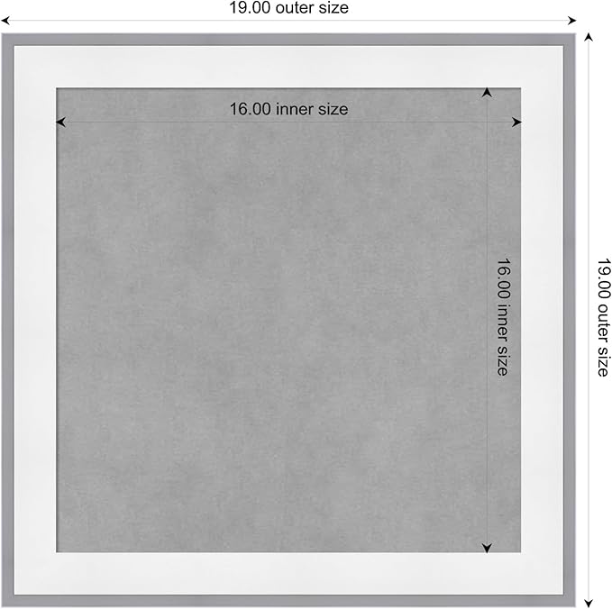 Amanti Art White Framed Magnetic Board 19x19 Small Vision Board for use with Magnets, 100% Metal Sheet to Display Items as Office Decor or for Home Organization in mudroom, Kitchen or Kids Room