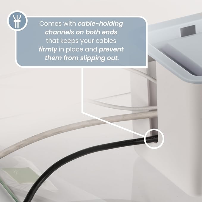 KinderSense® Cable Management Box - Cord Organizer with Child Proof Lock - Cord Hider to Conceal Wires,Power Strips from TV,Computer,Desk and Babies - 12 X 5.25 x 5.25 (Gray)