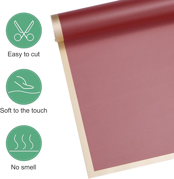 M METERXITY 20 Sheets Flower Wrapping Paper Bouquet, 23 Inch Wine Red Gold Edge BOPP Waterproof Floral Wrapping Paper Flower Packaging DIY for Wedding/Party/Birthday/Gift Bouquet Wrap Paper
