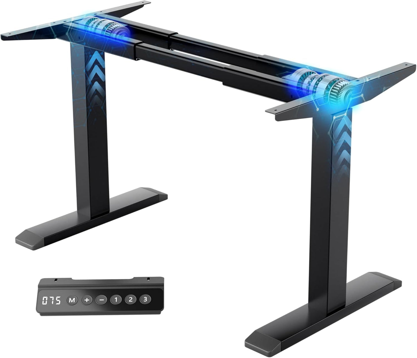 Skiennix Dual Motor Electric Standing Desk Frame - Heavy Duty 300 lbs Capacity | 3 Memory Height Presets, Adjustable for 43.3"–63" Desktops, Black