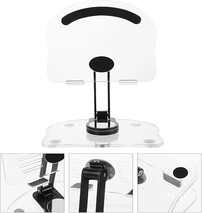 VERDANVERSE Adjustable Acrylic Folding Tablet and Phone Stand for Desk, 360° Rotatable Holder Compatible with Ipad and Laptop, Black, Suitable for Home and Office Use