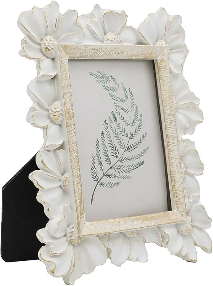 2.5x3.5 Small Vintage Picture Frame, Tiny Antique White Ornate Photo Frame, for Tabletop and Wall Display, Decorative Floral Design Retro Home Decor, Old Fashioned Photo Gallery Art