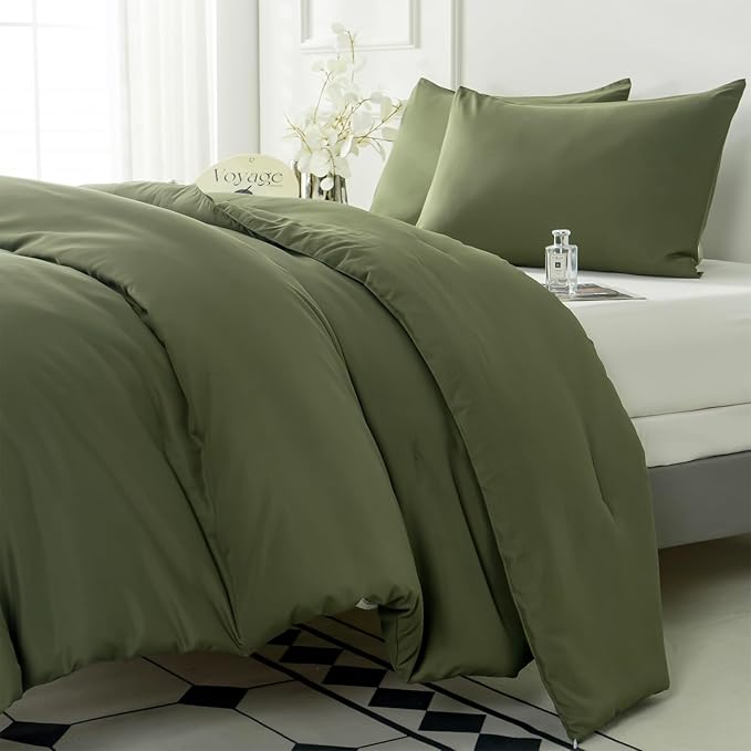 Green Comforter Set Full 3 Pieces Soft Army Green Bedding Comforter Dark Green Lightweight Comforter Set for All Seasons 1 Comforter and 2 Pillowcases