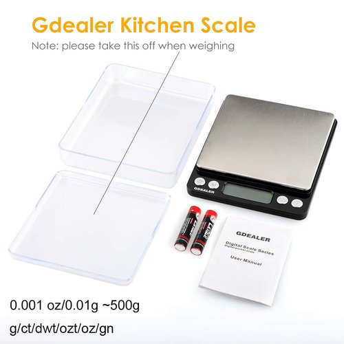 GDEALER Digital Pocket Kitchen Scale - Accurate 0.001oz/0.01g Measurement - Compact Stainless Steel, Black