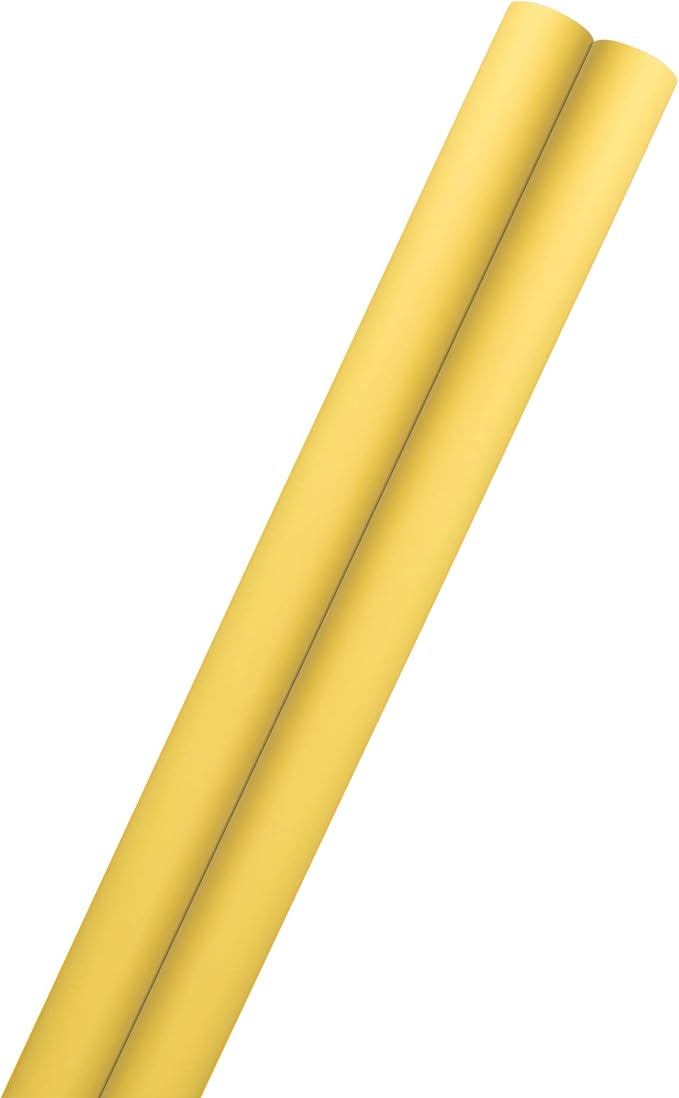 JAM Paper Gift Wrap - Matte Wrapping Paper - 50 Sq Ft Total (30 in x 10 Ft Each) - Matte Yellow - 2 Rolls/Pack