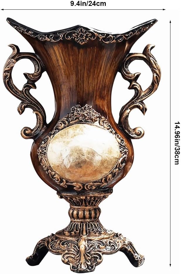 Elegant Large Vases Table Centerpiece for Kitchen Dining Living Room Home Decor, American Tall Big Resin Flowers Chinese Vases for Bedroom Decorations, Best Gift for Friends 14.96in ×9.4in