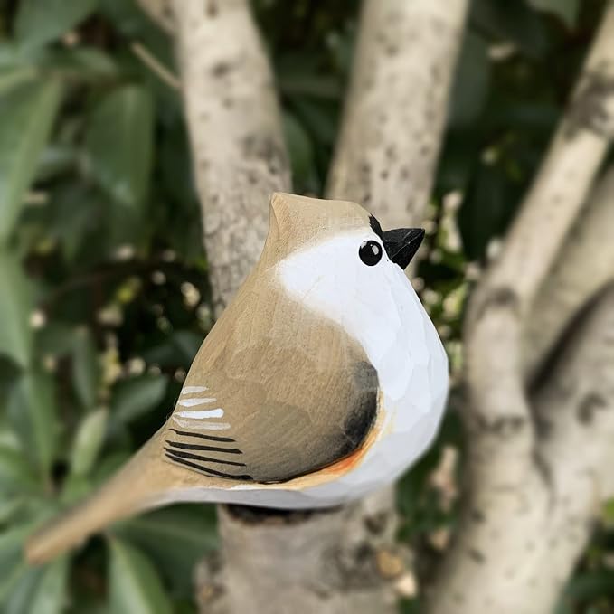 Bird Figurines Hand Carved Painted Wooden Statues for Home Decor, Gift for Bird Lovers,Housewarming, Birthday, Christmas, Anniversaries (NO.13-Tufted Titmouse)