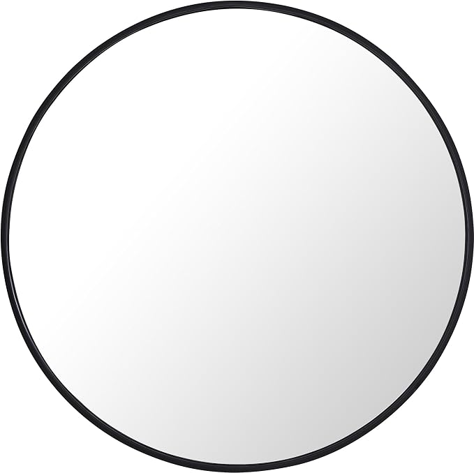 Elegant Decor Eternity 28" Round Metal Frame Mirror in Black