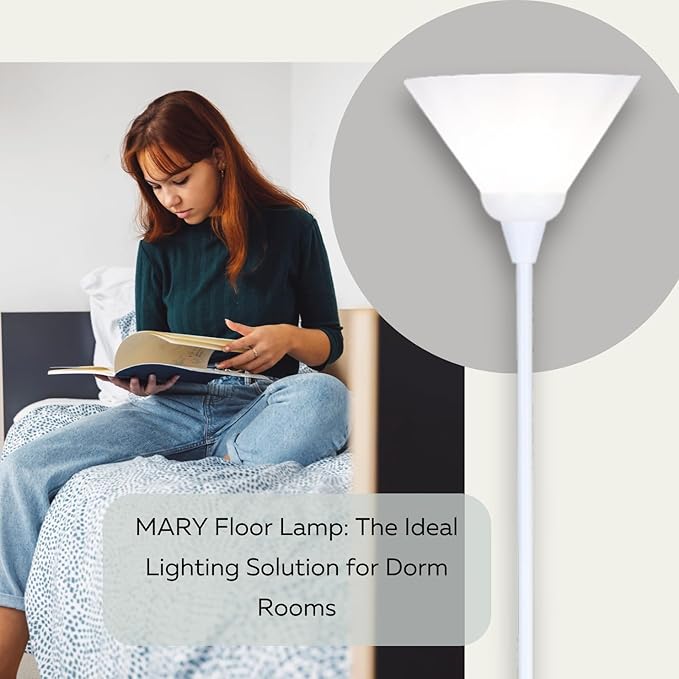 LIGHTACCENTS White Torchiere Floor Lamp - Floor Lamps for Living Room, Bedroom Standing Lamp, Modern Living Room Decor, 70-Inch Pole Light with Opal White Cone Shade - Stylish Tall Lamp