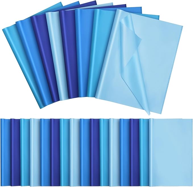 Qilery 500 Sheets Blue Tissue Paper Bulk for Gift Bags 15 x 20 Inch Acid Free Packaging and Wrapping Paper Sheets for Winter Hanukkah Decoration DIY Crafts, Bouquet, Wedding Birthday Party, Packing