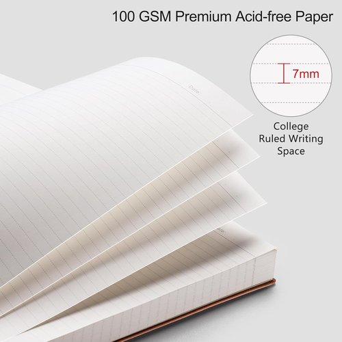 RETTACY Lined Journal Notebook - 2-Pack B5 Medium 7.6" × 10" | Leather Softcover, 204 Numbered Pages, 100 GSM Thick Paper (Black & Brown)
