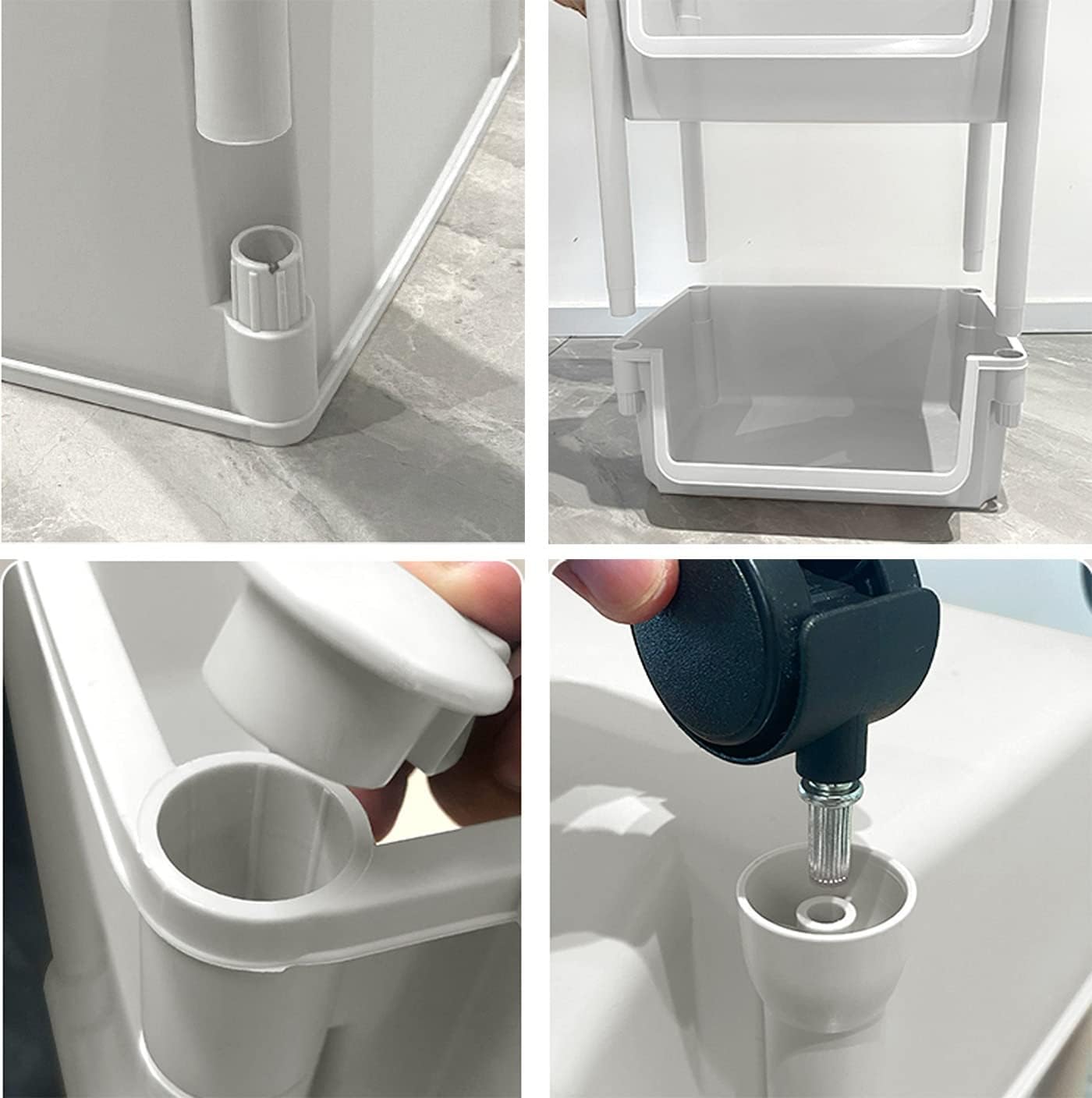 Skiennix Rolling Utility Cart - Multi-Layer Storage Trolley with Hooks | Adjustable Shelves for Narrow Spaces
