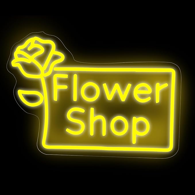 Flower Shop Neon Sign Plants Market Decor Flower Bar Sign Home Business Decor for Room,Party,Bedroom, Birthday Party, Pub, Bar, Salons, Coffee Shops, Beer Bar, Shop Window Store Display Yellow