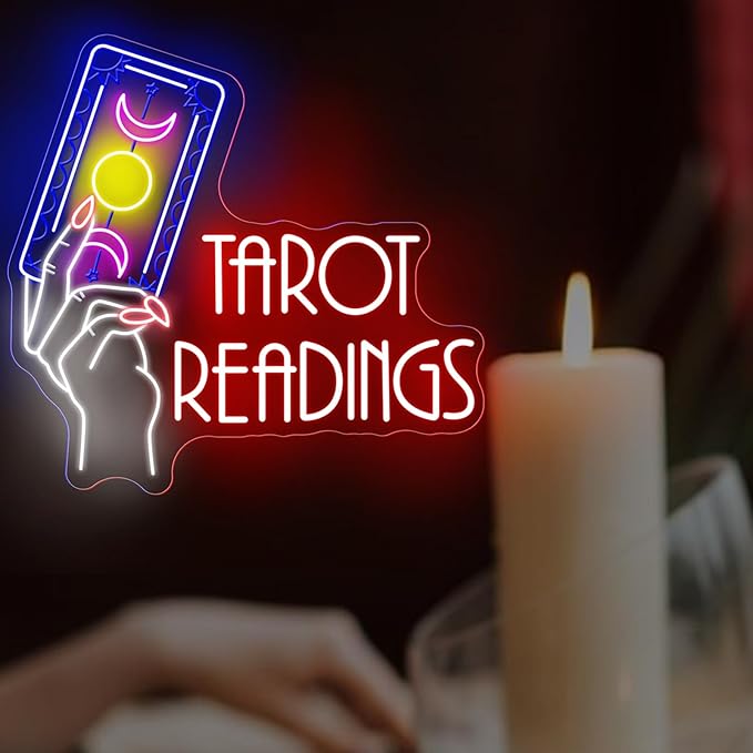 Tarot Readings Neon Sign, Astrology Tarot Sign, Tarot Cards Reading, Psychic Tarot Light, Fortune Teller Sign for Tarot Hall Card Studio Bedroom Shop Decoration Girls Room Gaming Room Party