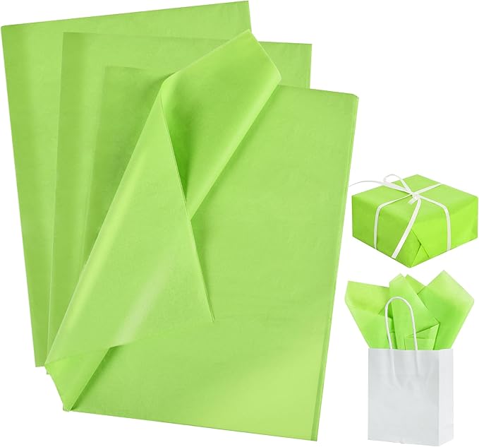 BEISHIDA 100 Sheets Lime Green Tissue Paper Bulk, Wrapping Tissue Paper for Gift Bags, 14 x 20 Inch Gift Wrap for Halloween Birthday Wedding Graduation DIY Crafts Holiday Flowers