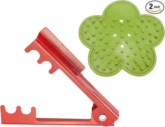HARFINGTON 2pcs Rose Thorn Stripper Tool Set 5.5" 4.7" Metal PVC Flower Thorn Leaf Remover Flower Stem and Leaf Stripping for Gardening Home Florist, Red,Pale Green