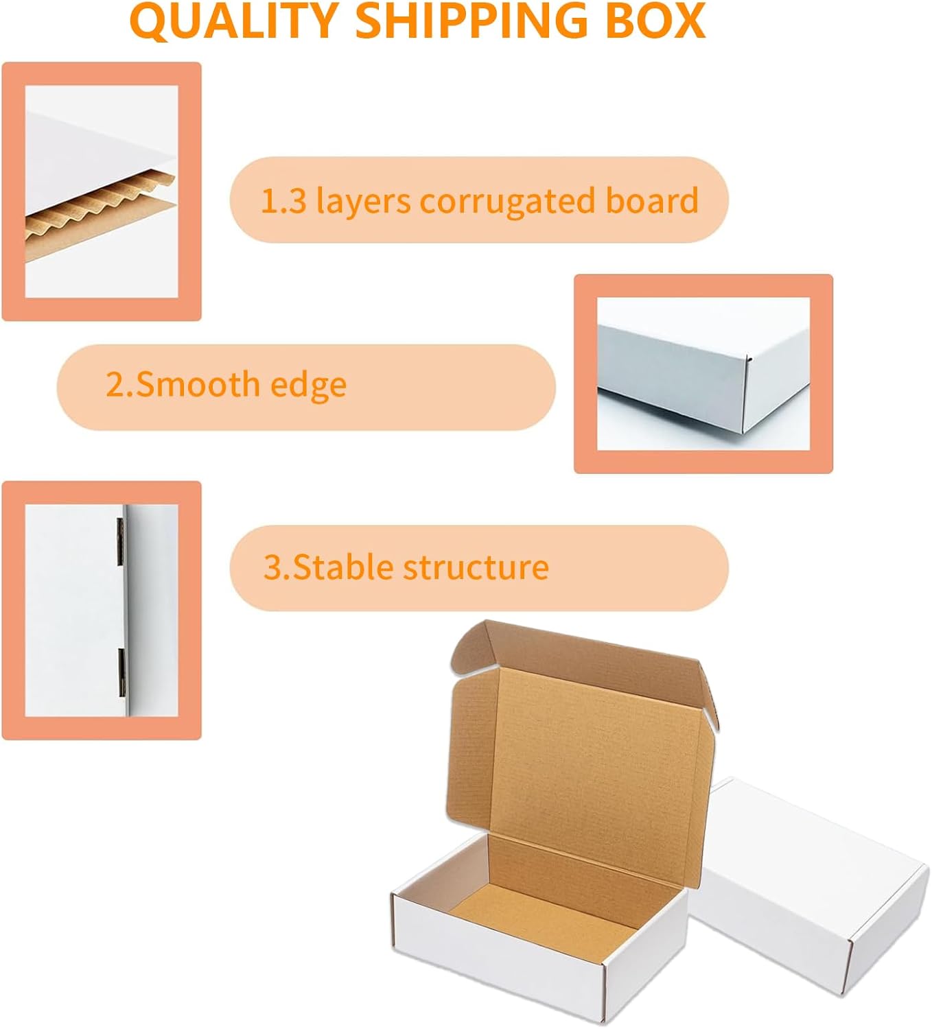 50 Pack Small Shipping Boxes - White Corrugated Cardboard Packaging for Small Businesses | 6x4x3 Inches