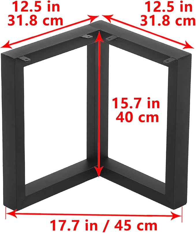 MBQQ Furniture Legs H15.7 xW17.7(2pcs) Rustic Decory Right Angle Shape Table Legs,Heavy Duty Metal Desk Legs,Dining Table Legs,Industrial Modern,DIY Iron Legs