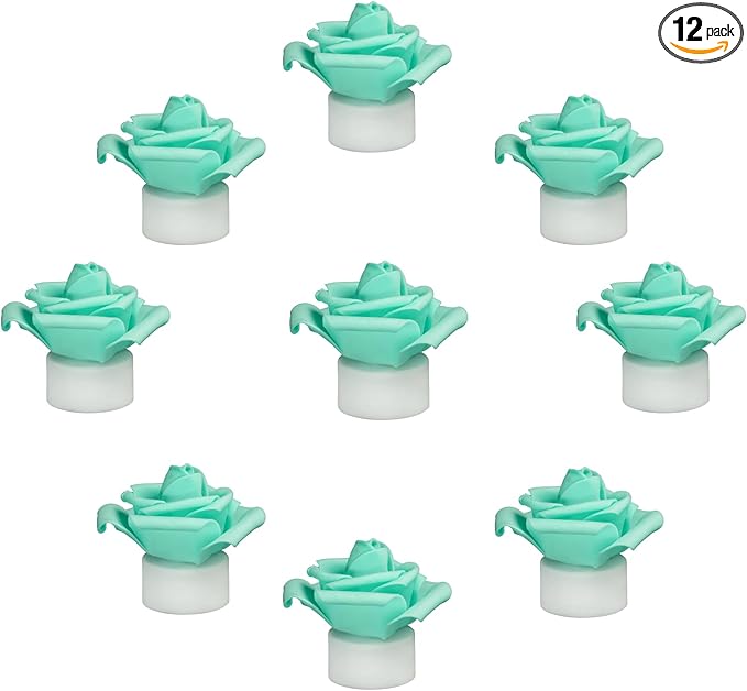 12 Pack LED Tea Lights Candles with Artificial Rose Petals, Flameless Battery Operated Candles,Romantic Decorations Special Night Set for Valentines,Wedding Decor (Green, 12 Pack)