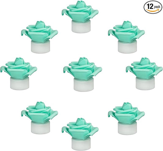 12 Pack LED Tea Lights Candles with Artificial Rose Petals, Flameless Battery Operated Candles,Romantic Decorations Special Night Set for Valentines,Wedding Decor (Green, 12 Pack)