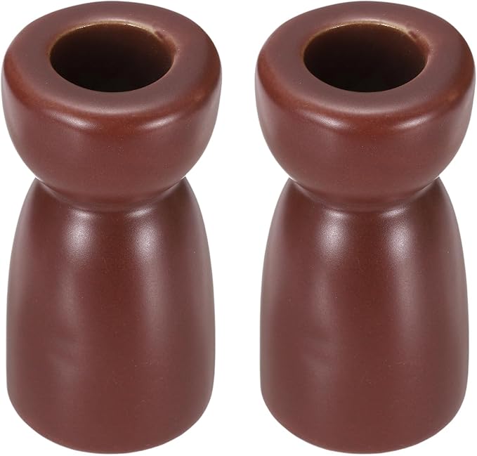 uxcell 2 Pack Candlestick Holder Dark Red Ceramic Taper Candle Holder Candle Stand Holders Modern Style Decoration for Centerpiece Tabletops Anniversary