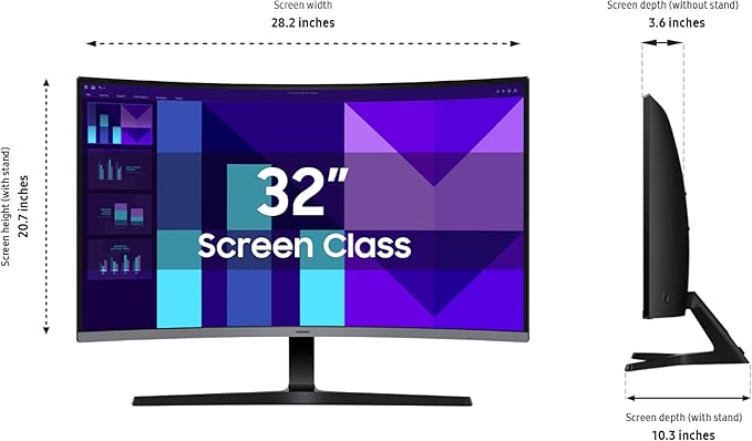 Samsung 32-inch S3 (S39GD) FHD 100Hz Curved Monitor, Game Mode, Eye Saver Mode, Multiple Connectivity with HDMI Port, Built-in Speakers, LS32D39DGANXZA, 2025