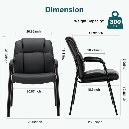 OLIXIS Leather Waiting Room Chairs - Comfortable Office Reception Seating with Padded Arms | Ideal for Clinics & Conferences