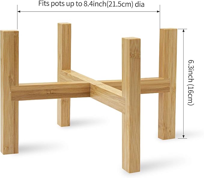 DAORFAA Bamboo Plant Stand, Flower Potted Holder, up to 8 Inch Pot - Nature, Mid Century Modern (Pot Not Included) (1 Pack)