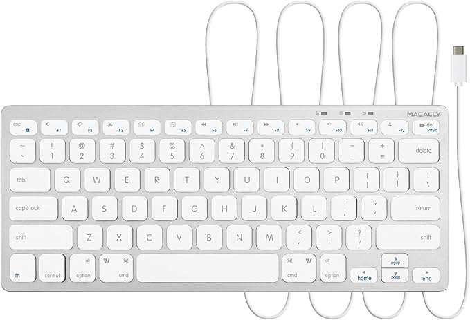 Macally USB C Mini Keyboard and a USB C Wired Mouse, Excellent Accessories for New MacBook Products
