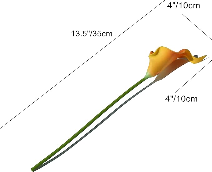 Mandy's PU Orange Calla Lily Artificial Flowers 20 Stems 13.5in Faux Realistic Centerpiece for Thanksgiving and Christmas Decorations DIY Bridal Bouquet Home Décor
