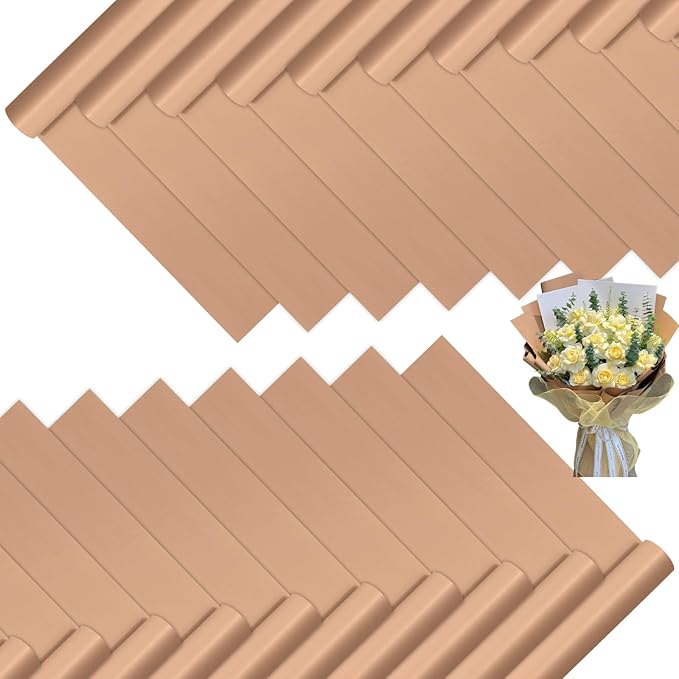 DEWJDFSC 20 Sheets Flower Wrapping Paper,Waterproof Floral Korean Bouquet Wrapping Paper, Florist Supplies, Suitable for Flowers Gift Packaging (Pure Brown)