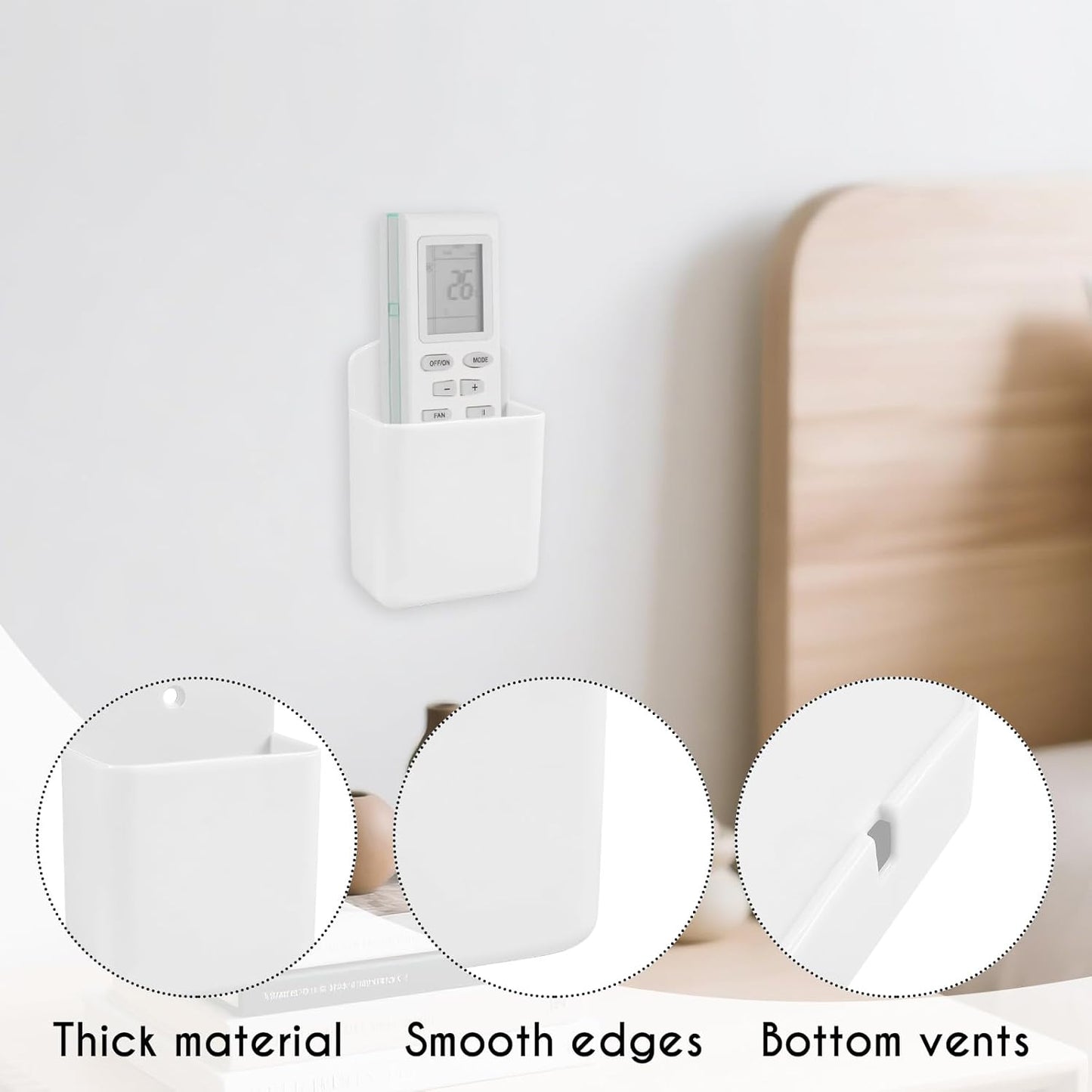 Skiennix Remote Control Holder - 2 Pack Self-Adhesive Wall Mount Storage Box for TV & AC Remotes