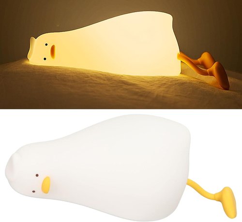 ASHATA Cute Duck Night Light - Dimmable Silicone Touch Lamp for Kids & Adults | Rechargeable Bedside Decor