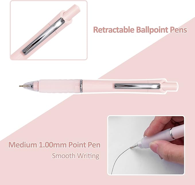 Aisibeiger Ball Point Pen Black Ink Ballpoint Pens with Super Soft Grip Medium Point 1.0mm Office Pens (12 pack)