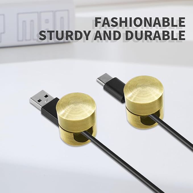 Cable Holder, 6PCS Cable Management Clips, Aluminum Cord Holder, for and Fixing Chandelier Wires, Gold
